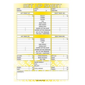 CHASSIS SET UP SHEETS (PAD OF 50)