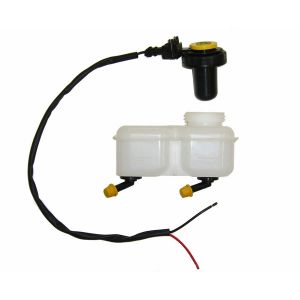 Tandem brake fluid reservoir with two connections