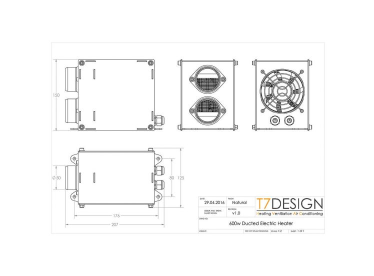 12v 600w Ducted Electric Cab Heater